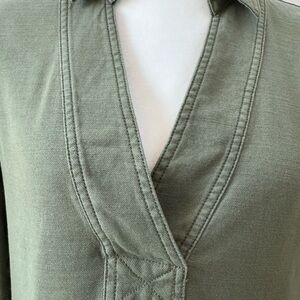 Faherty Small Olive Green V-Neck Dress
